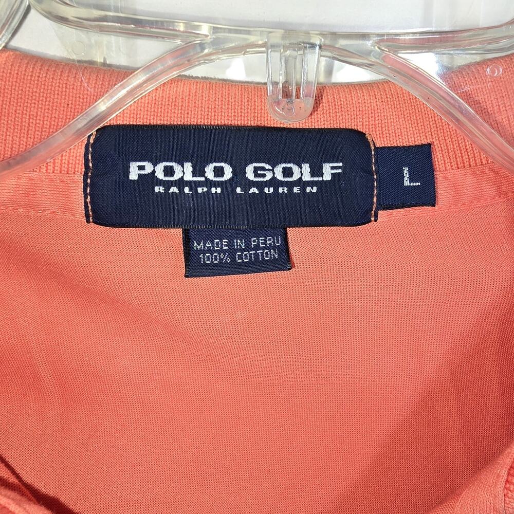 Polo Golf Ralph Lauren Mens Size Lg Short Sleeve Shirt Orange Pristine Crest - Picture 4 of 5